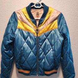 Classic Rock Couture Bomber Jacket – Retro Sunburst Design Size Small