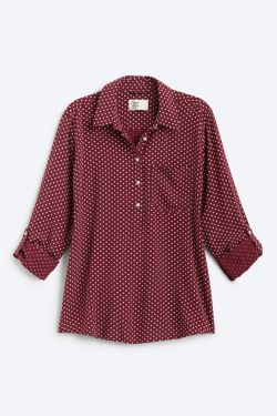 Cosmic Blue Love Half button polka dot blouse