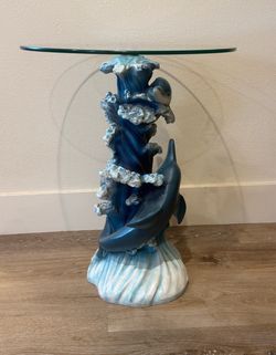 glass dolphin side table