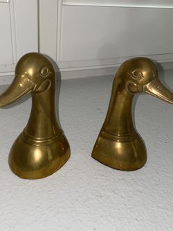 Brass Book Ends Vintage Duck Heads Or Door Stops