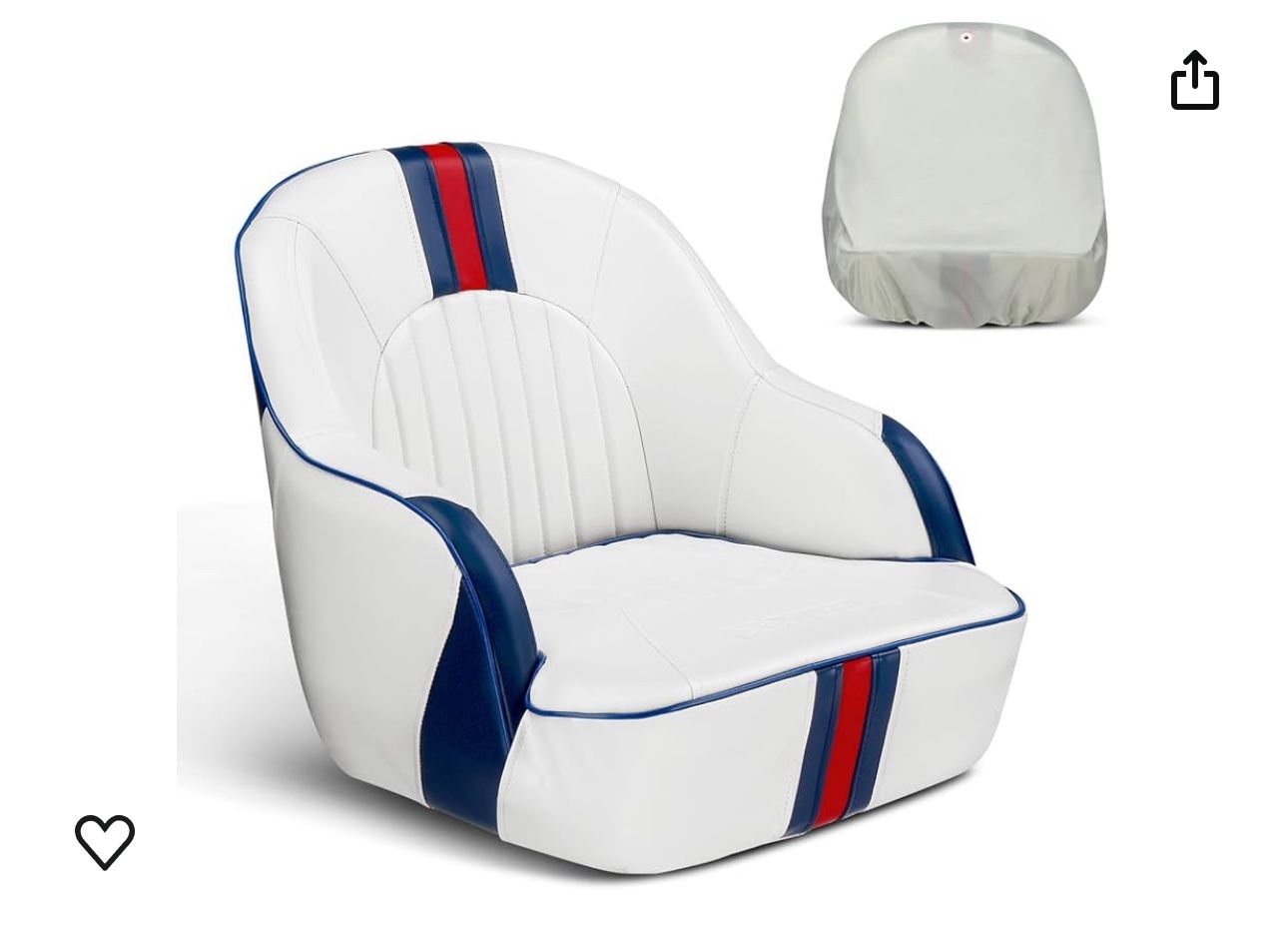 Premium Pontoon Boat Seat Captain Bucket Seat with Boat Seat Cover, Waterproof Boat Cabin Captain