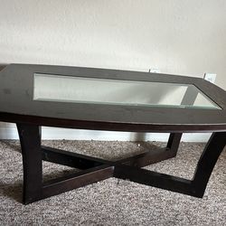 Mesa de madera con Cristal