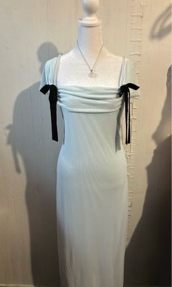 Fairycore Flowy Blue Princess Off Shoulder Maxi Dress with Bows Brand New Size Large