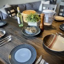 wood grain like dining set + coffee table