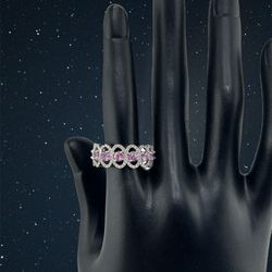 White Gold Pink Sapphire Diamond Ring 