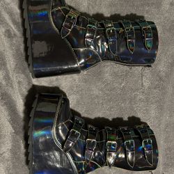 YRU Dune Holographic Mushroom Platform Boots Size 9