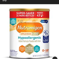 Enfamil Nutramigen LGG Hypoallergenic Powder Infant Formula - 27.8oz: Unflavored, Mixable