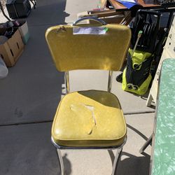 Vintage 1950’s Chrome and Yellow Vinyl Chair 