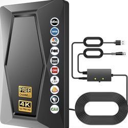 TV Antenna Indoor Antenna for Smart TV Long Range Reception HD Digital Antenna Outdoor with Amplifier Signal Booster for Local Channels Supports 4K 10
