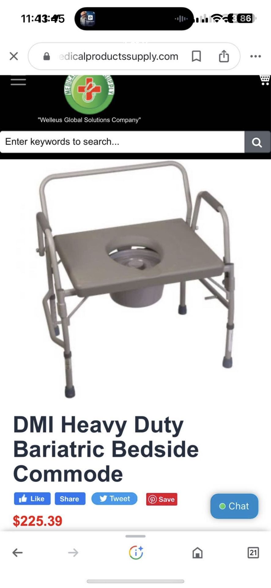 New Heavy Duty adjustable Portable Bariatric Bedside Toilet Supports 500 Pounds