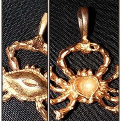 VINTAGE GOLD CRAB NECKLACE BRACELET PENDANT CHARM CANCER ZODIAC HOROSCOPE ASTROLOGY JEWELRY