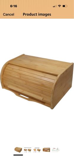 Large bread box bread basket wooden box storage boxes kitchen counter organizer, roll top breadbox. bread boxes for kitchen countertop. Bamboo wooden 