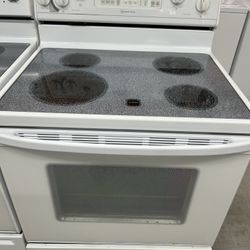 White Self Clean Glass Top Stove 