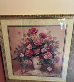 vintage "Rose Elegance" print by artist D. Giacomo,
