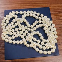 Long Pearl Necklace Faux Pearls