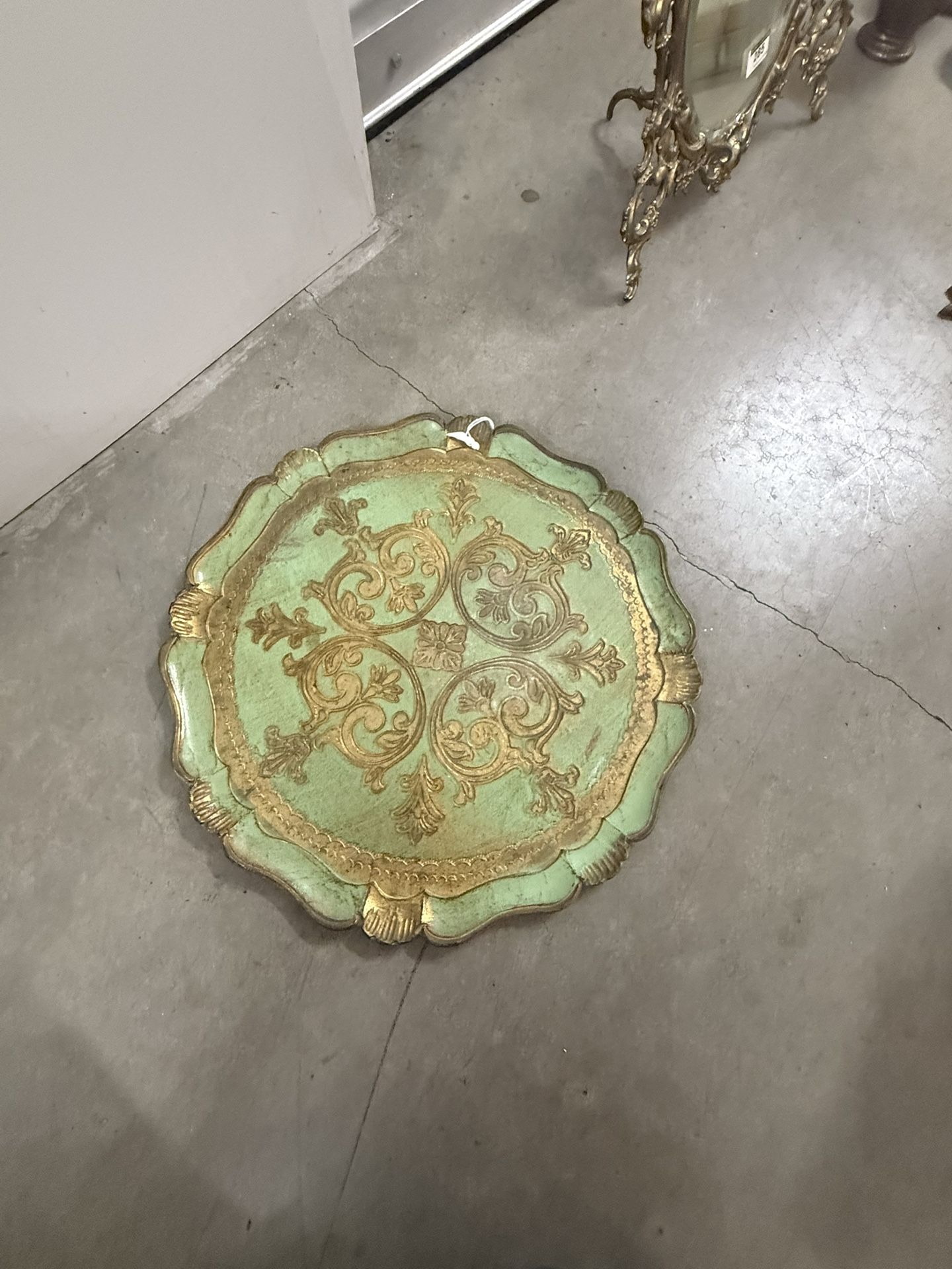 Florentine Serving Tray Italy Green & Gold