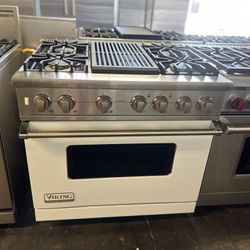 Viking Dual Fuel 36”Wide Dual Fuel Range Stove In White With Grill 
