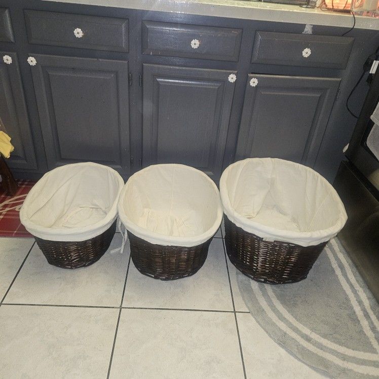 3. WICKER BASKETS. LARGEST   2 FT WIDE!!