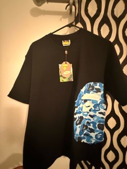 Blue/black bape tee medium