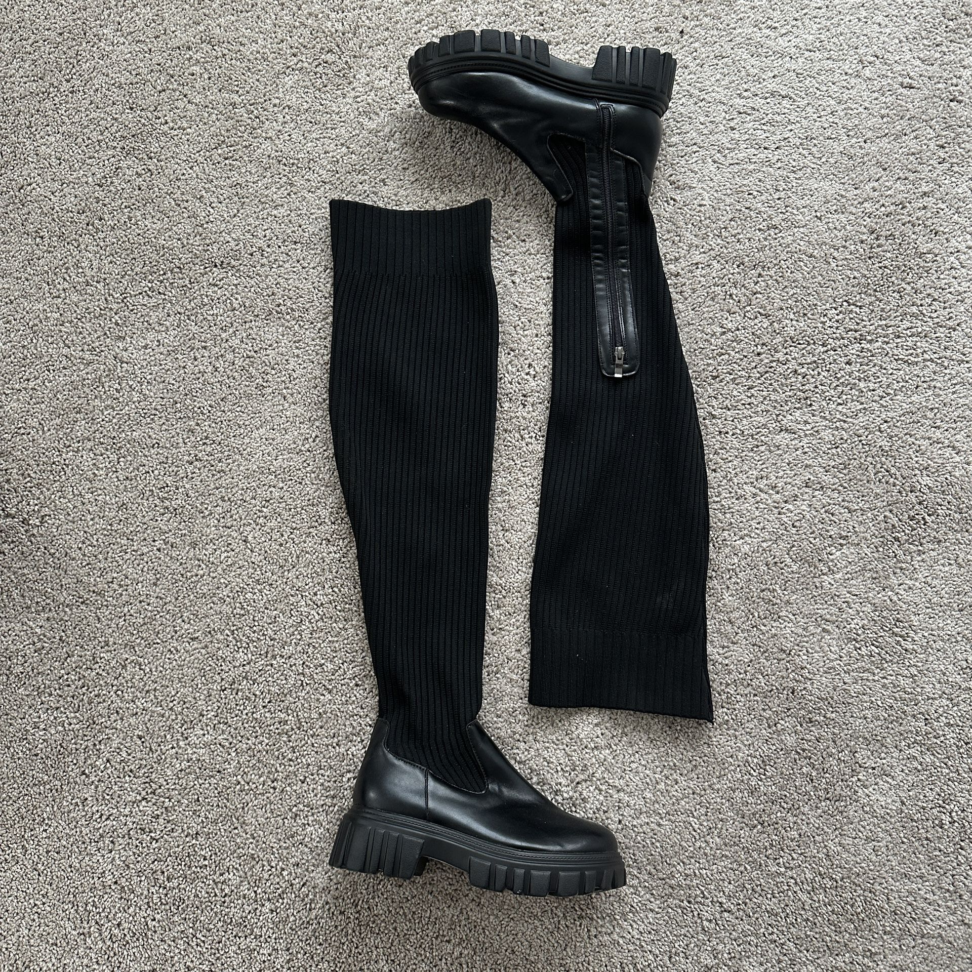 Women’s Cuccoo Over the Knee Sock Black Boots size 38
