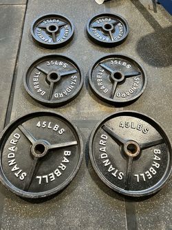 Standard Barbell Weight Plates Set 25 35 45 lbs