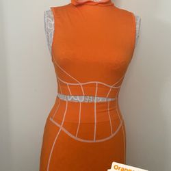 Orange Hooded 2 Piece Skirt Set NEW 