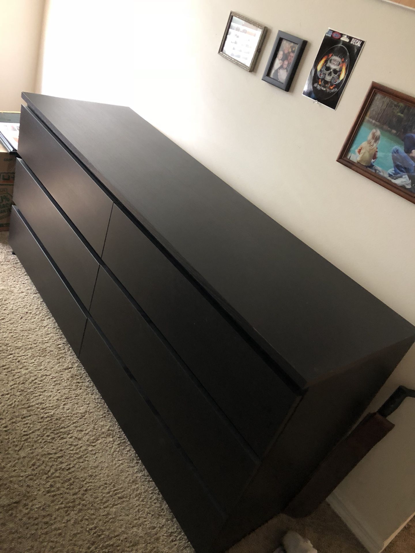 IKEA black 6 drawer dresser fully assembled