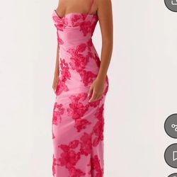 pepper mayo pink maxi dress