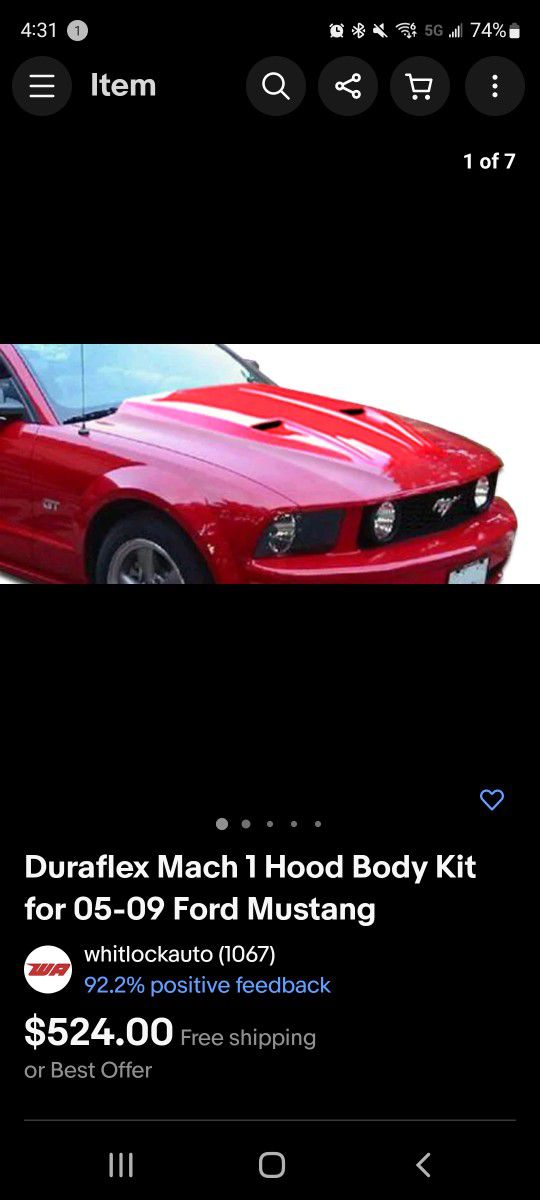 Duraflex Mach 1 Hood Body Kit for 05-09 Ford Mustang