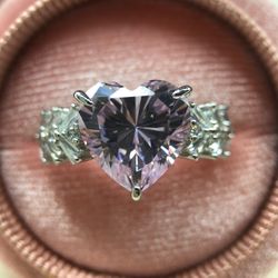 New 925 Sterling Silver Pink Heart Ring With Box Best Valentines Gift For Her