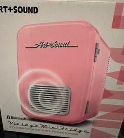 Art+Sound Vintage Mini Fridge with Bluetooth Speaker