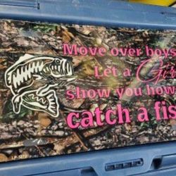 Girl Fishing Metal Vehicle Plate 