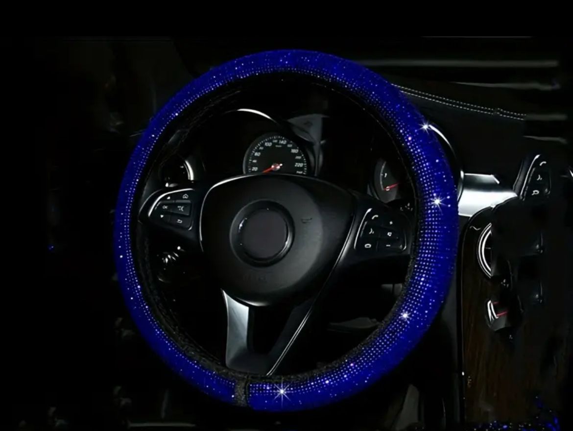 Steering Wheel Cover Blue Sparkles 