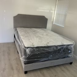 Queen Size Bed Frame With Mattress 