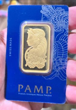 1 oz Gold Bar Pamp Lady Fortuna