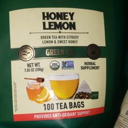 VAHDAM, Organic Honey Lemon Green Tea (100 Pyramid Tea Bags) | Rich in Vitamin C | Green Tea Bags with Tangy Lemon & Unprocessed Honey | Vegan, Keto-f