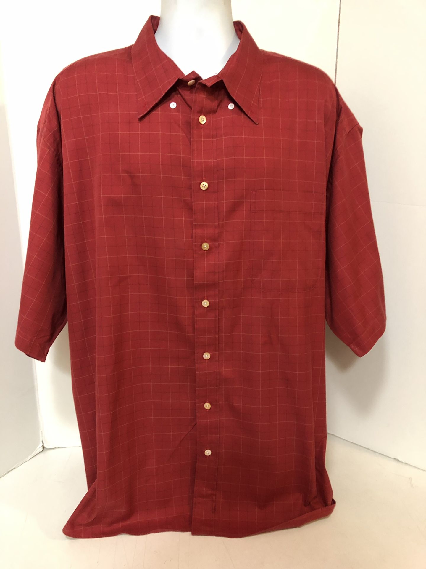 Burberry London Red Plaid Button-Down S/S Shirt Men’s Size XXXL 3XL
