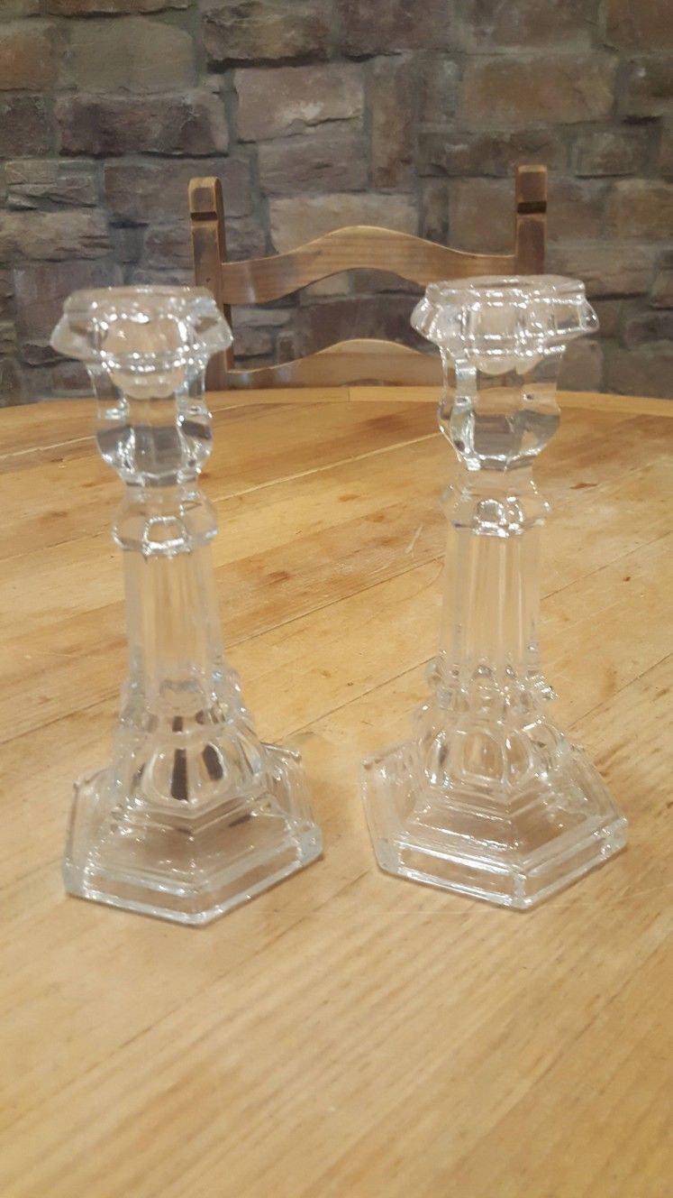 2 Glass Candle Holders