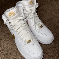 Nike Gold And White Air Force 1s