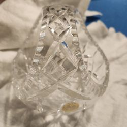 Vintage Crystal Basket Starburst Hand Cut Lead Crystal Made in Poland