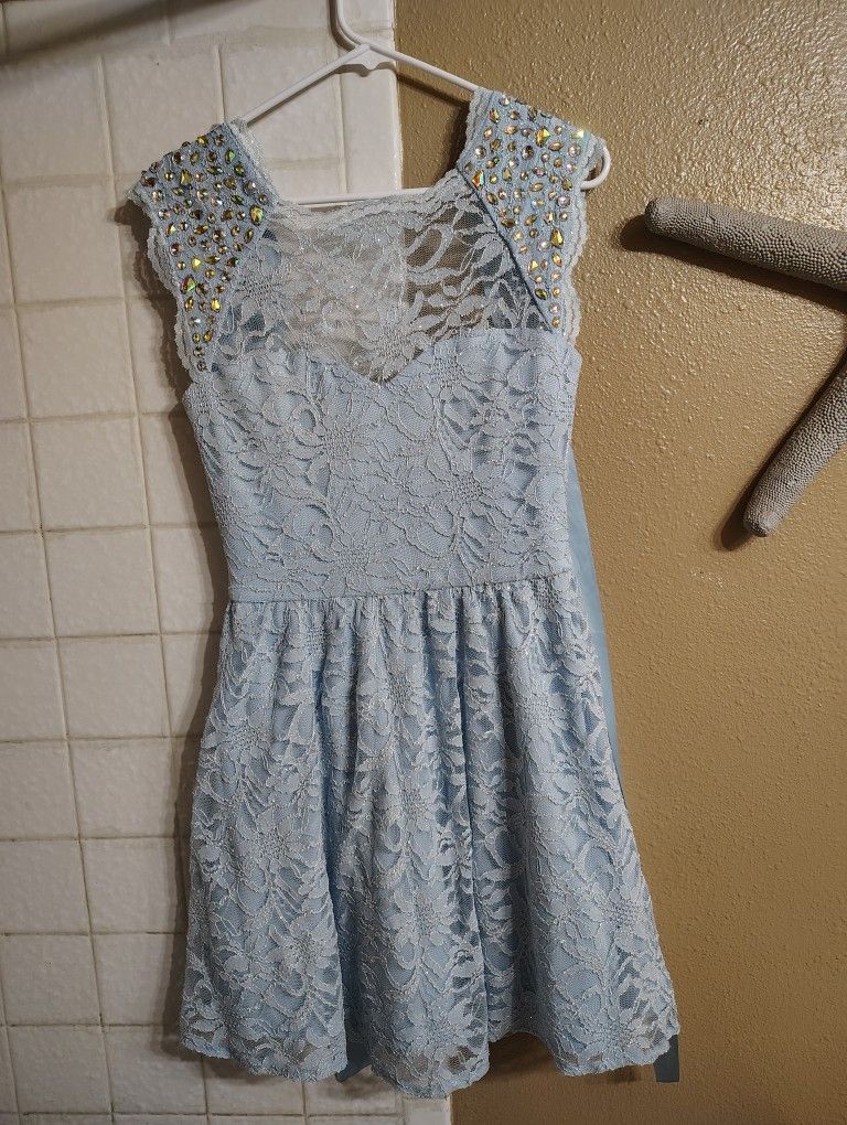 Morgan And Co Baby Blue Mini Dress