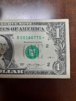 Usa 1 dollar Bill Star Note  2013