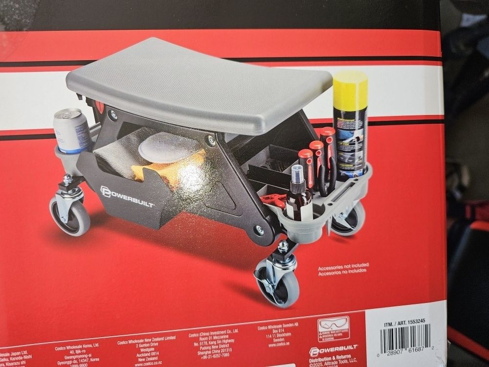 Heavy duty rolling seat with organizer