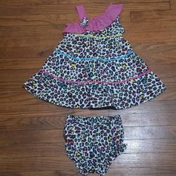 Girl Leopard Print Set Dress & Bottoms 