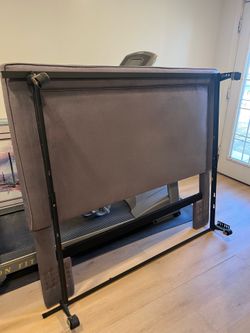 Gray Full size headboard with a frame and a box