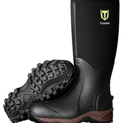 TIDEWE Rubber Neoprene Boots Men Waterproof Sturdy 6mm Neoprene Boot, Rain Boot Hunting/Outdoor Boots