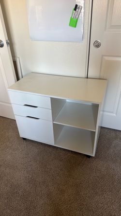 White rolling office cabinet