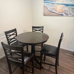 36" Counter-Height Round Wood Dining Set - Table & 4 Chairs