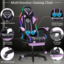 Hoffree Gaming Chair with Bluetooth Speakers and Footrest