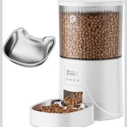 PETULTRA Automatic Cat Feeder: 4L Timed Cats Food Dispenser Programmable 1-6 Meal for Cat and Small Medium Dog- Auto Pet Feeder Dual Power Supply with